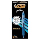 PENS, GEL, RETRACTABLE, BIC, MEDIUM POINT, 0.7MM, BLUE INK, 12/CT THUMBNAIL