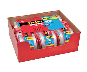 TAPE, HEAVY DUTY SHIPPING PACKING TAPE WITH DISPENSER, CLEAR, 22 YRD, 6 ROLLS/PACK LARGE