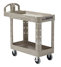 UTILITY CART, RUBBERMAID, 2-SHELF, PLASTIC/POLY, BEIGE MAIN