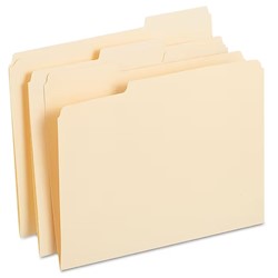 FILE FOLDERS, REINFORCED, RECYCLED, 1/3 CUT TAB, LETTER SIZE, MANILA, 250/CT LARGE