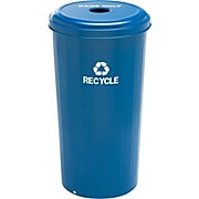 Tall Round Recycling Receptacle for Cans 20 Gallon Blue THUMBNAIL