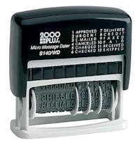 STAMP, DATE & MESSAGE, SELF INKING, 2000 PLUS, 12 IN 1, BLACK INK MAIN