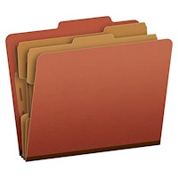 FOLDERS, HEAVY DUTY, CLASSIFICATION, MOISTURE RESISTANT, 2 DIVIDERS, 2" EXPANSION, LETTER SIZE, RED, MAIN