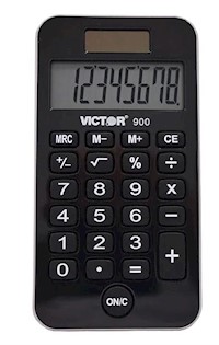 CALCULATOR, 8-DIGIT, POCKET, VICTOR 900, BLACK MAIN