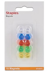 MAGNETS, STAPLES, ASSORTED COLORS, 10/CT LARGE