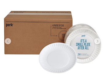 PAPER PLATES, PERK ECONOMY, WHITE, 6", 1000/CT LARGE