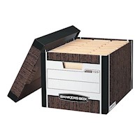 STORAGE BOXES, HEAVY DUTY, BANKERS BOX, LIFT OFF LID, LETTER/LEGAL SIZE, WOODGRAIN, 12/CT MAIN