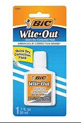 CORRECTION FLUID, BIC WITE-OUT, QUICK DRY, 20 ML, WHITE LARGE