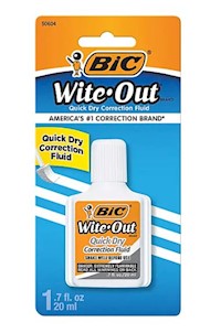 CORRECTION FLUID, BIC WITE-OUT, QUICK DRY, 20 ML, WHITE MAIN