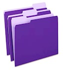 FILE FOLDERS, 1/3 CUT TAB, LETTER SIZE, PURPLE, 100/CT THUMBNAIL