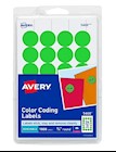 LABELS, COLOR CODING, AVERY, 3/4" DIA, NEON GREEN, 1008 LABELS/CT THUMBNAIL
