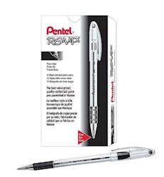 PENS, BALLPOINT, PENTEL, FINE POINT, BLACK INK, 12/CT LARGE