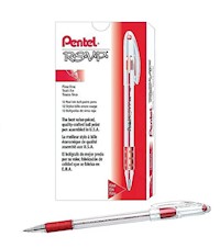 PENS, BALLPOINT, PENTEL, FINE POINT, RED INK, 12/CT MAIN