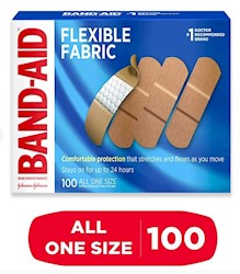 ADHESIVE BANDAGES, BAND-AID, FLEXIBLE FABRIC, 1" X 3", 100/BX LARGE