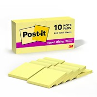 STICKY NOTES, POST-IT, 3" X 3", YELLOW, 90 SHEETS/PAD, 10 PADS/CT MAIN