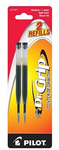 PEN INK REFILLS, PILOT DR GRIP, CENTER OF GRAVITY, BALLPOINT, MEDIUM TIP, BLACK INK, 2/CT MAIN