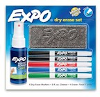 DRY ERASE KIT, EXPO, FINE TIP, ASSORTED COLORS, WITH SPRAY/ERASER, 5 MARKERS/CT THUMBNAIL