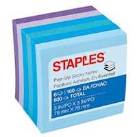 STICKY NOTES, STAPLES, 3" X 3", 100 SHEETS/PAD, 6 PADS/CT MAIN
