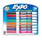 DRY ERASE MARKERS, EXPO, FINE TIP, ASSORTED COLORS, 8/CT THUMBNAIL