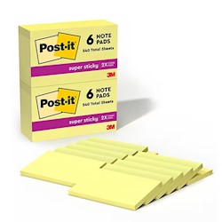 STICKY NOTES, POST-IT, 3" X 5", YELLOW, 90 SHEETS/PAD, 12 PADS/CT LARGE