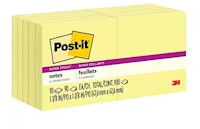 STICKY NOTES, POST-IT, 1 7/8" X 1 7/8", YELLOW, 90 SHEETS/PAD, 10 PADS/CT MAIN