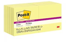 STICKY NOTES, POST-IT, 1 7/8" X 1 7/8", YELLOW, 90 SHEETS/PAD, 10 PADS/CT THUMBNAIL