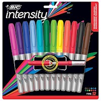 PERMANENT MARKERS, BIC, FINE TIP, ASSORTED COLORS, 12/CT MAIN