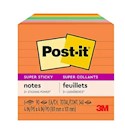 STICKY NOTES, POST-IT, 4" X 4", ASSORTED COLORS, LINED, 90 SHEETS/PAD, 6 PADS/CT THUMBNAIL