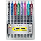 PENS, GEL, RETRACTABLE, PILOT G2, FINE POINT, ASSORTED COLORS, 8/CT THUMBNAIL
