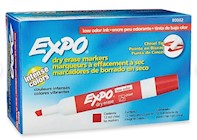DRY ERASE MARKERS, EXPO, CHISEL TIP, RED, 12/CT THUMBNAIL