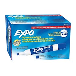 DRY ERASE MARKERS, EXPO, CHISEL TIP, BLUE, 12/CT LARGE