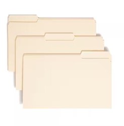 FILE FOLDERS, SMEAD, 1/3 CUT TAB, LEGAL SIZE, MANILA, 100/CT LARGE
