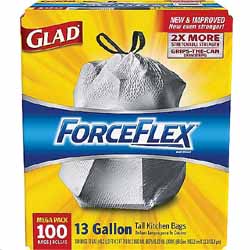 13 GALLON, 0.7 MIL, GREY, 23.75" X 24.88", LOW DENSITY, TALL KITCHEN LINERS, 100/CT LARGE