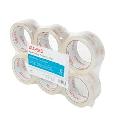 PACKING TAPE, STAPLES, HEAVY DUTY, 1.88" X 54.6 YDS, CLEAR, 6/CT LARGE
