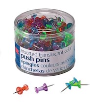 PUSH PINS, OFFICEMATE, TRANSLUCENT ASSORTED COLORS, 200/CT MAIN
