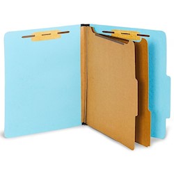 FOLDER, CLASSIFICATION, PRESSBOARD, 2 DIVIDERS, 2 1/2" EXPANSION, LETTER SIZE, LIGHT BLUE, 20/CT LARGE