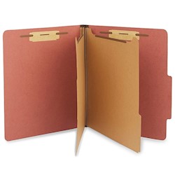 FOLDER, CLASSIFICATION, RECYCLED, PRESSBOARD, 2 DIVIDERS, 2 1/2" EXPANSION, LETTER SIZE, BRICK RED, LARGE