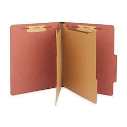 FOLDER, CLASSIFICATION, RECYCLED, PRESSBOARD, 2 DIVIDERS, 2 1/2" EXPANSION, LETTER SIZE, BRICK RED, LARGE
