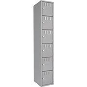 Lockers, Tennsco Box, Single Unit, 6 Lockers, Medium Grey THUMBNAIL