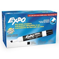 DRY ERASE MARKERS, EXPO, CHISEL TIP, BLACK, 12/CT MAIN