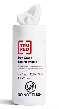 DRY ERASE BOARD WIPES, TRU RED, WHITE, 50/CT MAIN