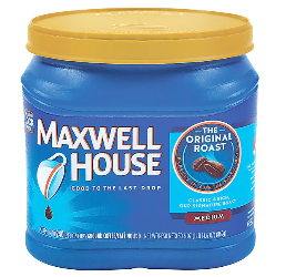 Coffee, Maxwell House, Regular Ground Coffee 30.6 oz. LARGE