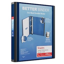 BINDER, 3 RING, STAPLES, SLANT RING, 1", NAVY BLUE LARGE