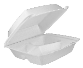 CARRYOUT CONTAINER, 3 COMPARTMENT, FOAM HINGED, 200/CS THUMBNAIL