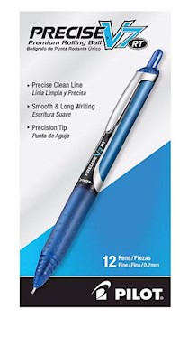 PENS, ROLLERBALL, RETRACTABLE, PILOT V7 RT, FINE POINT, BLUE INK, 12/CT MAIN