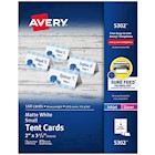 TENT CARDS, SMALL, AVERY, 2" X 3.5", MATTE WHITE, INKJET/LASER, 160/CT THUMBNAIL