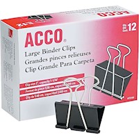 CLIPS, ACCO, LARGE, 2" CAPACITY, BLACK/SILVER, 12 CLIPS/CT MAIN