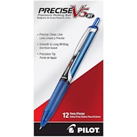PENS, ROLLERBALL, RETRACTABLE, PILOT V5 RT, EXTRA FINE POINT, BLUE INK, 12/CT MAIN