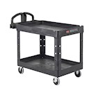 UTILITY CART, RUBBERMAID, HEAVY DUTY, 2-SHELF, PLASTIC/POLY, BLACK THUMBNAIL