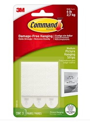 HANGING STRIPS, COMMAND, MEDIUM, WHITE, 3 SETS/CT LARGE